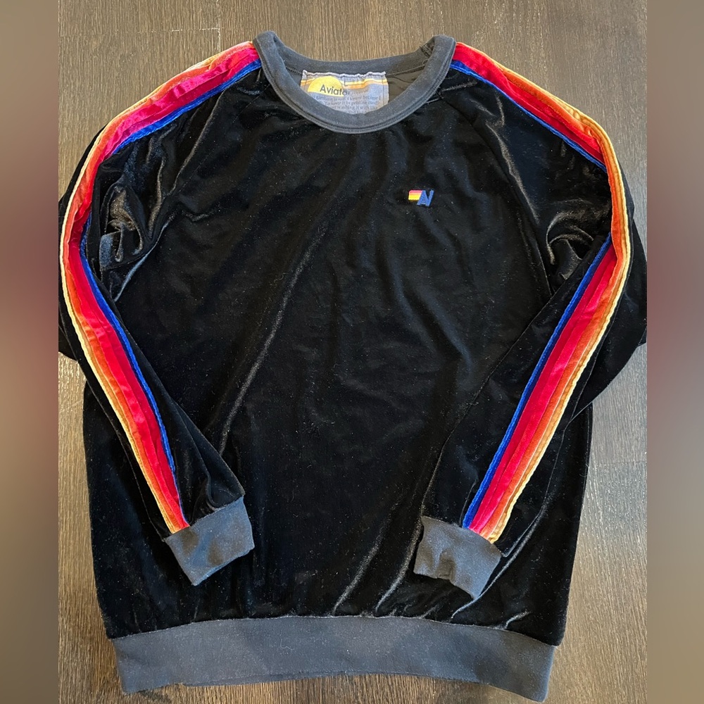 Aviator Nation Women’s Classic Black Velvet Relaxed Sweatshirt